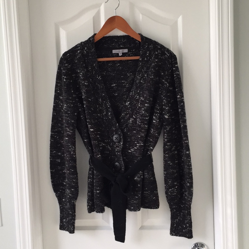 V-neck cardigan with belt.